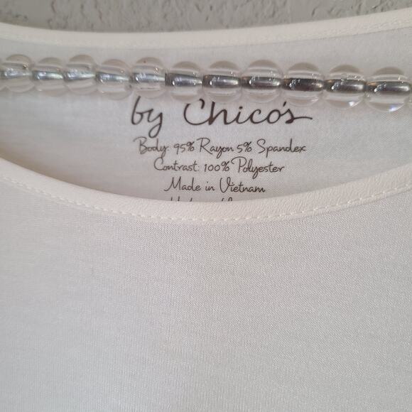 Chico’s Knit woven Envelope Top 3/4 Sleeve Soft Light Ivory Size 0 NWT Classic - Picture 2 of 7